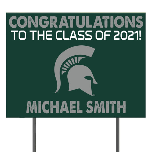 Michigan State Spartans 24'' x 18'' Congrats Class of 2021 Personalized Yard Sign