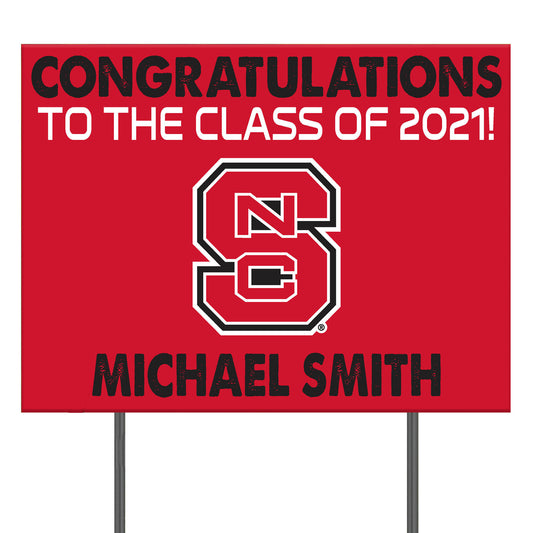 NC State Wolfpack 24'' x 18'' Congrats Class of 2021 Personalized Yard Sign