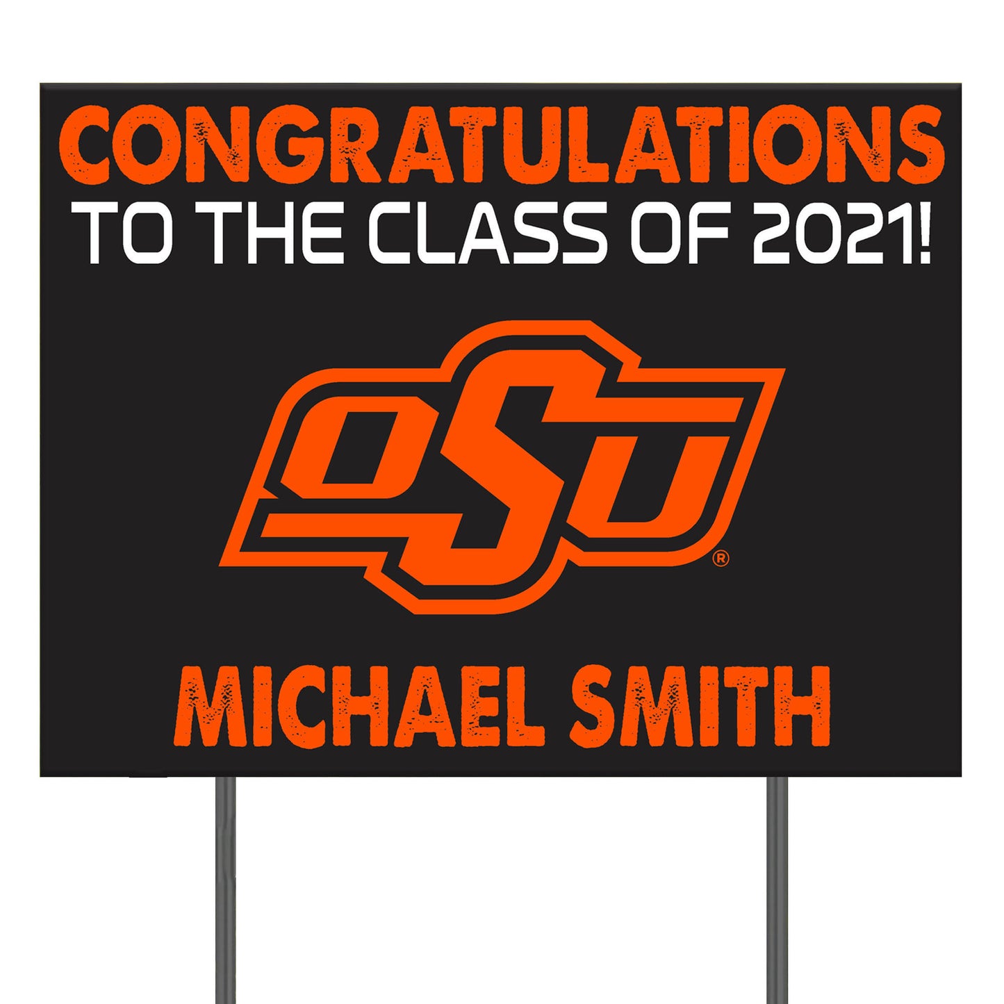 Oklahoma State Cowboys 24'' x 18'' Congrats Class of 2021 Personalized Yard Sign