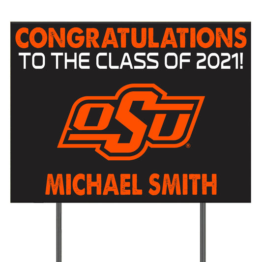 Oklahoma State Cowboys 24'' x 18'' Congrats Class of 2021 Personalized Yard Sign
