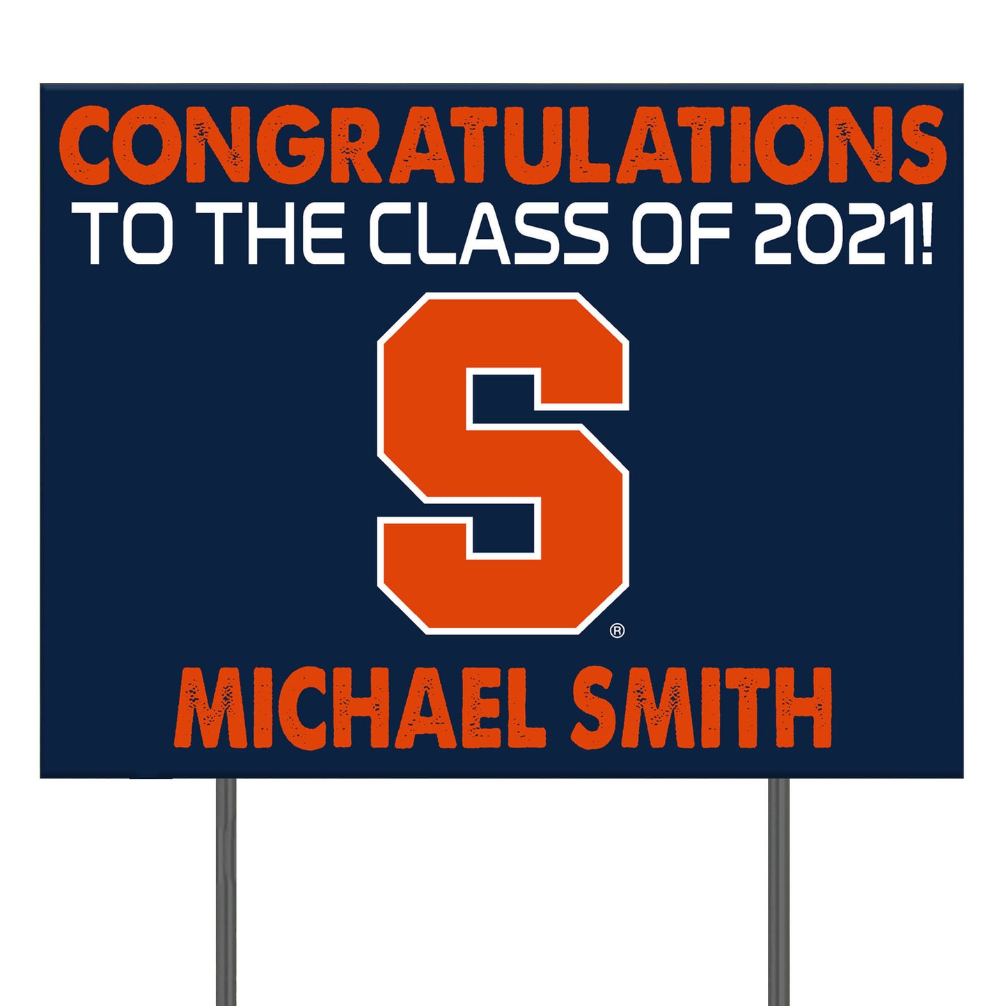 Syracuse Orange 24'' x 18'' Congrats Class of 2021 Personalized Yard Sign