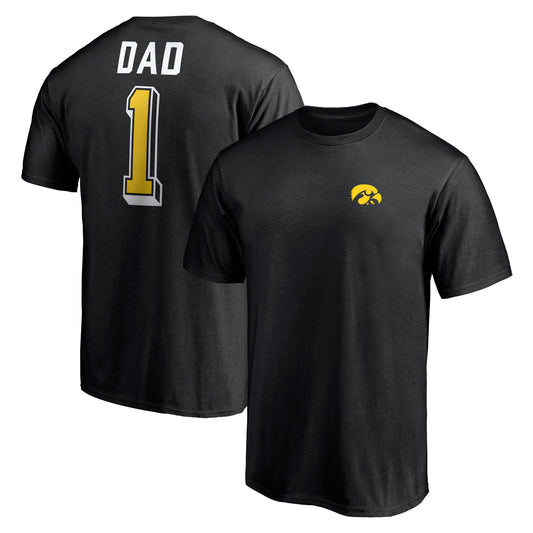 Men's Black Iowa Hawkeyes Number One Dad T-Shirt