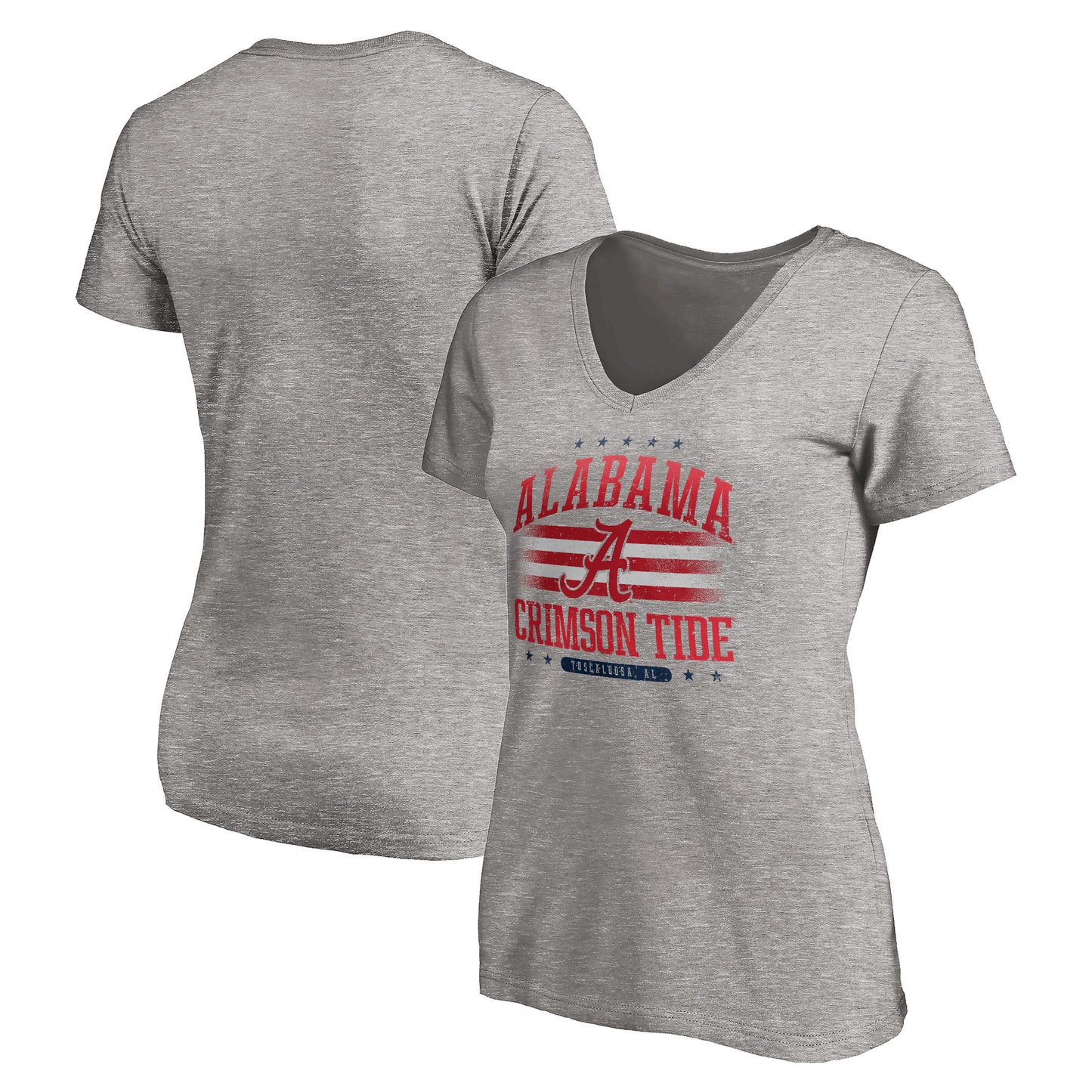 Women's Heathered Gray Alabama Crimson Tide Americana V-Neck T-Shirt