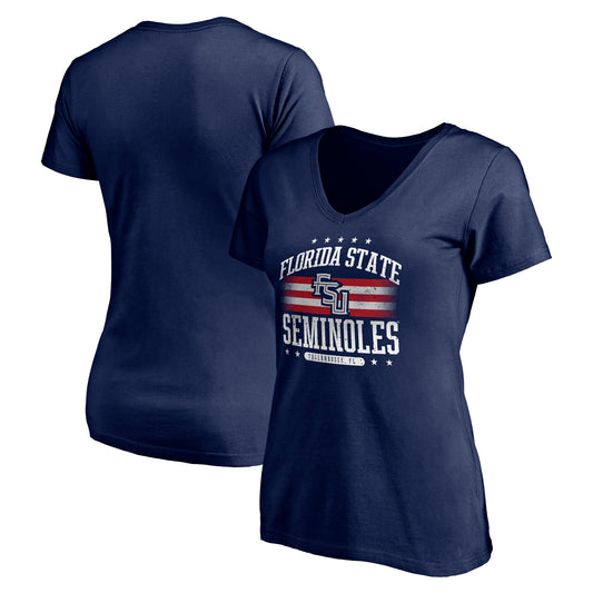 Women's Navy Florida State Seminoles City Pride V-Neck T-Shirt