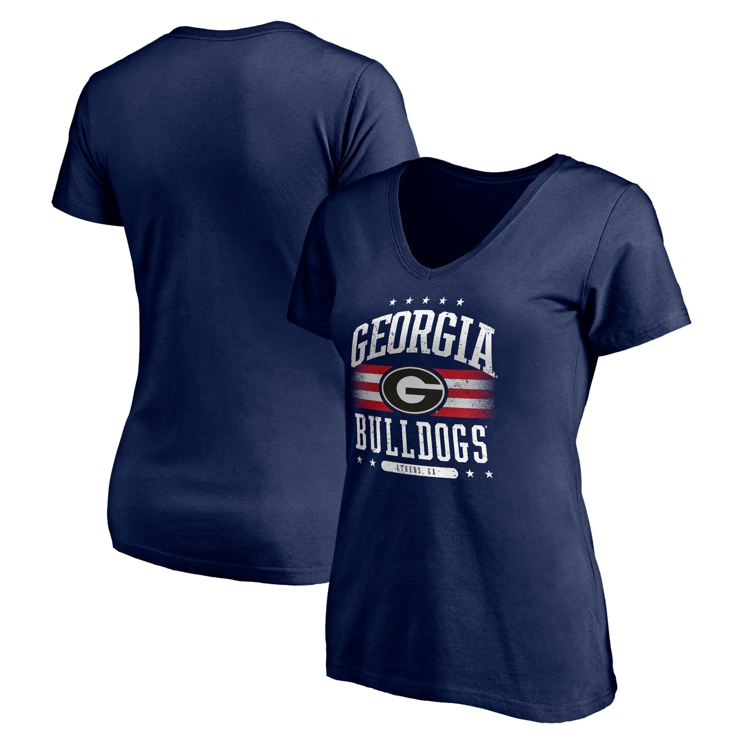 Women's Navy Georgia Bulldogs City Pride V-Neck T-Shirt