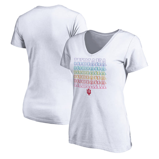 Women's White Indiana Hoosiers City Pride V-Neck T-Shirt