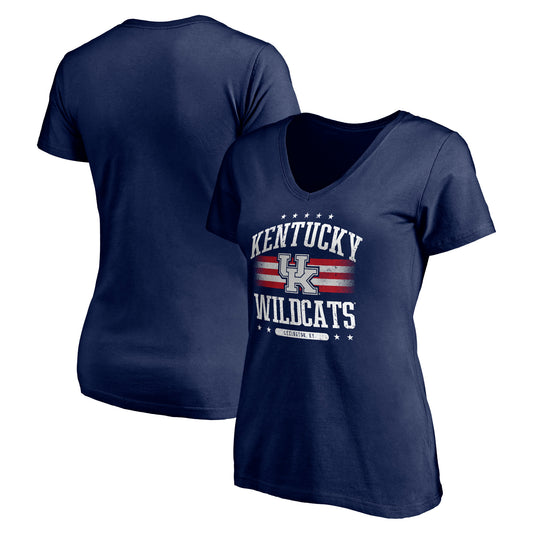 Women's Navy Kentucky Wildcats City Pride V-Neck T-Shirt