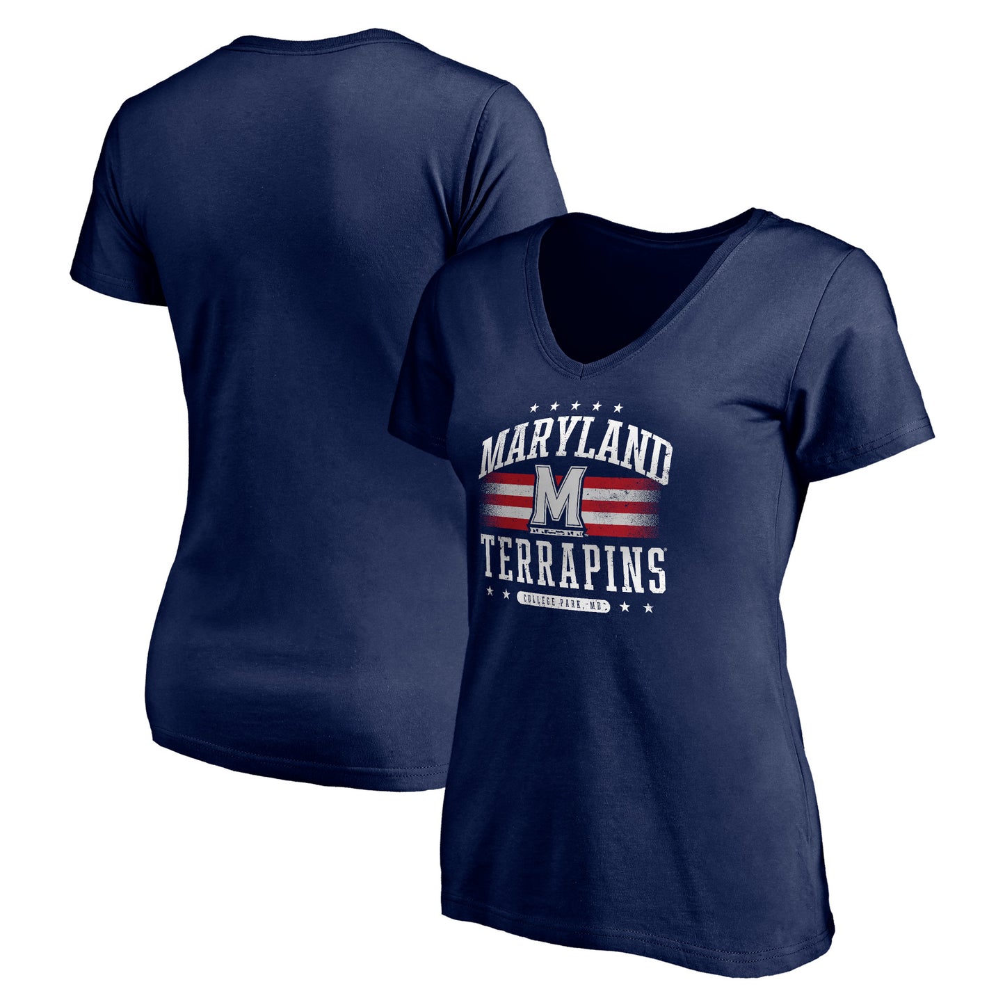 Women's Navy Maryland Terrapins City Pride V-Neck T-Shirt