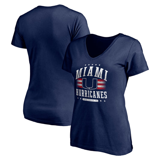 Women's Navy Miami Hurricanes City Pride V-Neck T-Shirt