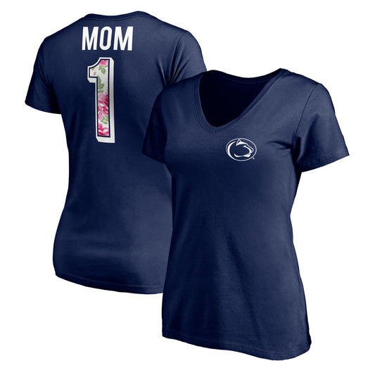 Women's Navy Penn State Nittany Lions Mother's Day Logo V-Neck T-Shirt