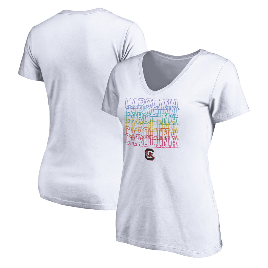 Women's White South Carolina Gamecocks City Pride V-Neck T-Shirt