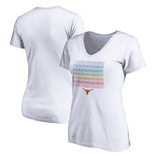 Women's White Texas Longhorns City Pride V-Neck T-Shirt