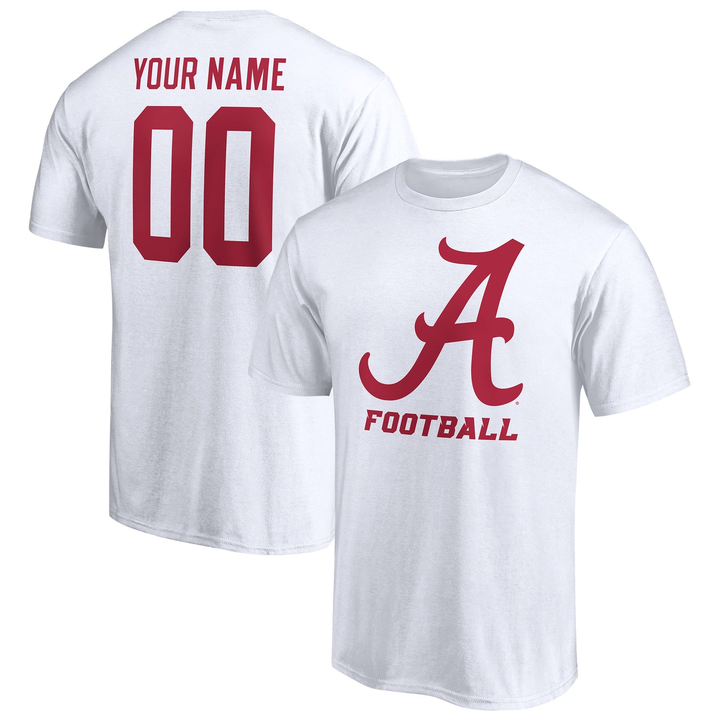 Men's White Alabama Crimson Tide Personalized Any Name & Number One Color T-Shirt