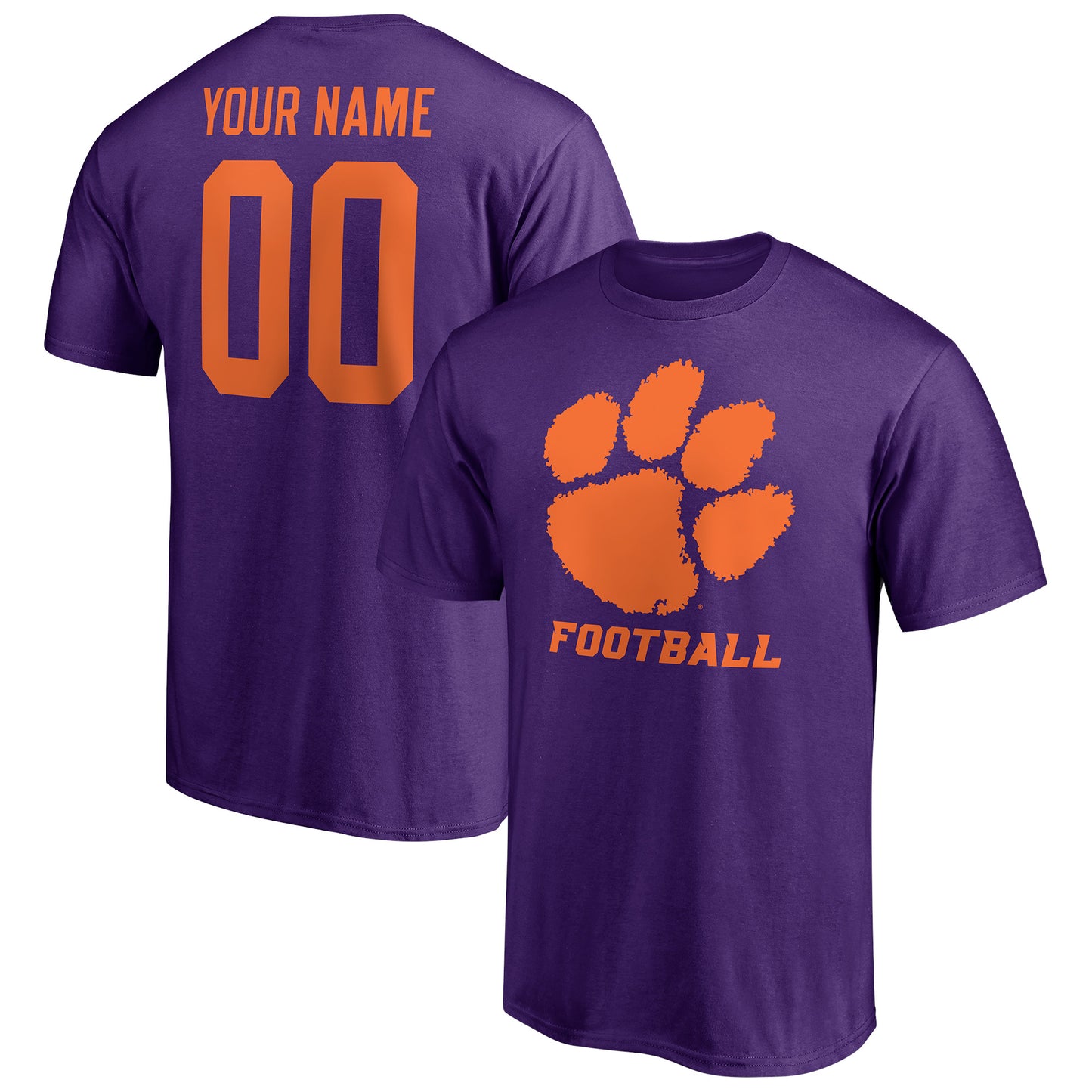 Men's Purple Clemson Tigers Personalized Any Name & Number One Color T-Shirt