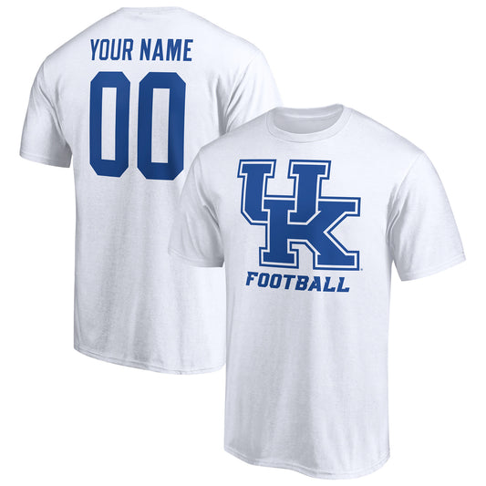 Men's White Kentucky Wildcats Personalized Any Name & Number One Color T-Shirt