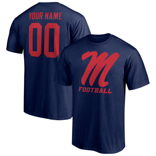 Men's Navy Ole Miss Rebels Personalized Any Name & Number One Color T-Shirt