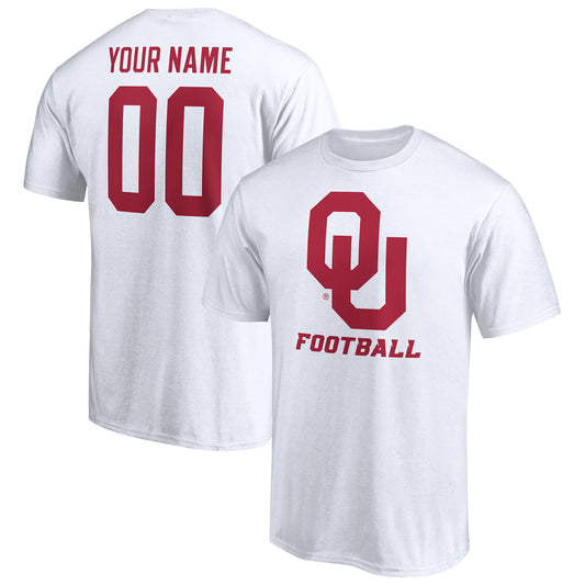 Men's White Oklahoma Sooners Personalized Any Name & Number One Color T-Shirt