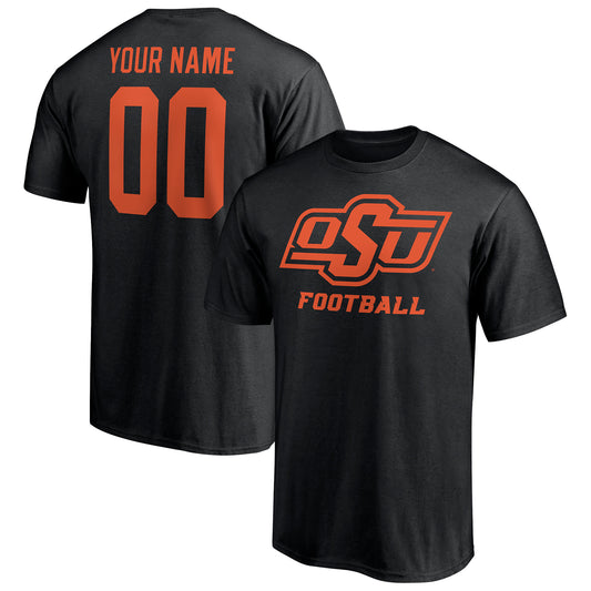 Men's Black Oklahoma State Cowboys Personalized Any Name & Number One Color T-Shirt