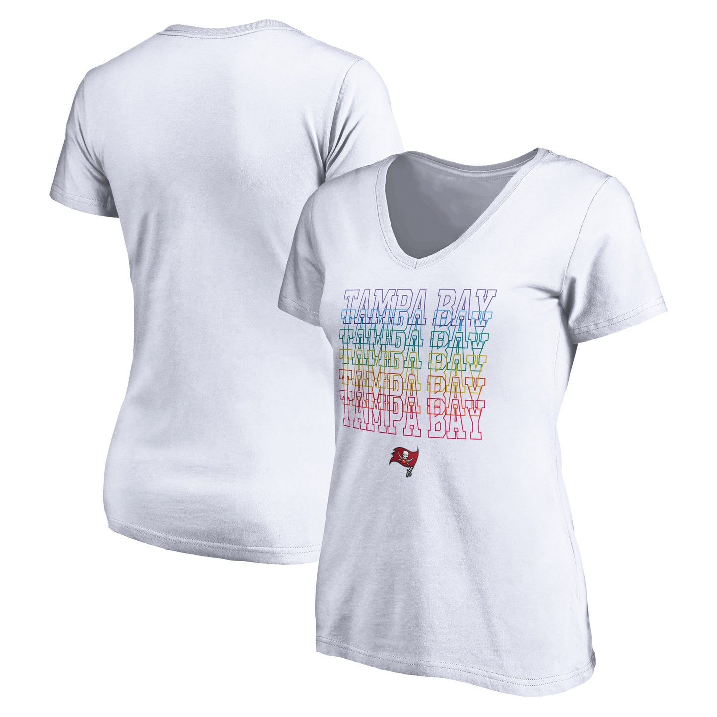 Women's White Tampa Bay Buccaneers City Pride V-Neck T-Shirt