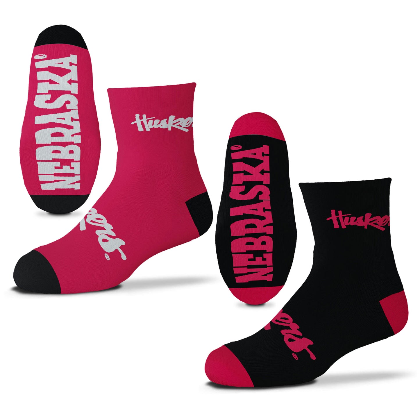 Youth For Bare Feet Nebraska Huskers Two-Pack Quarter-Length Team Socks