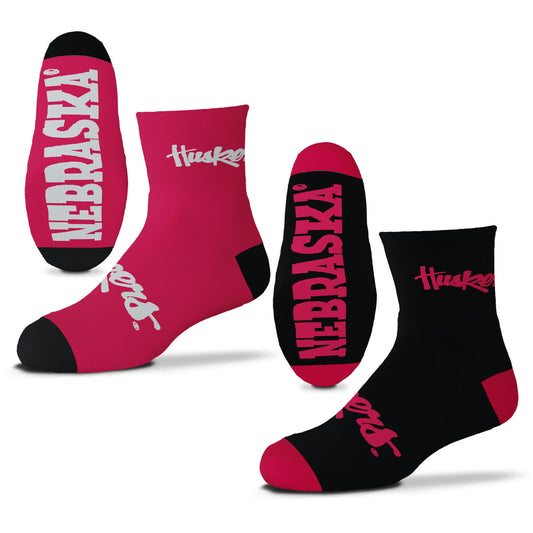 Youth For Bare Feet Nebraska Huskers Two-Pack Quarter-Length Team Socks