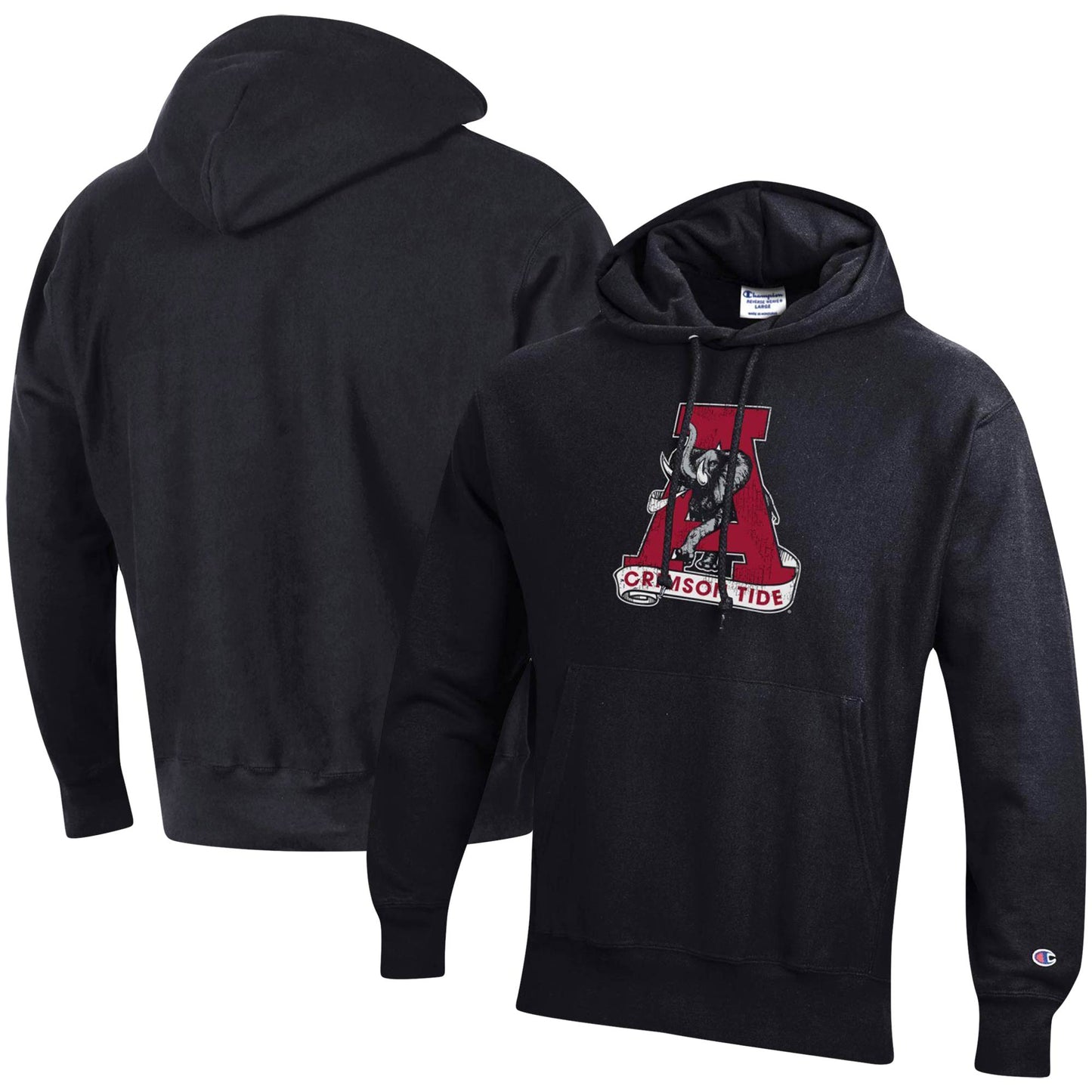 Men's Champion Black Alabama Crimson Tide Vault Logo Reverse Weave Pullover Hoodie