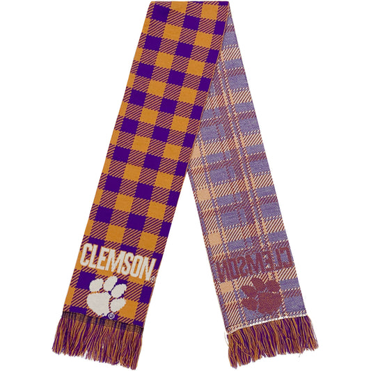 FOCO Clemson Tigers Plaid Color Block Scarf