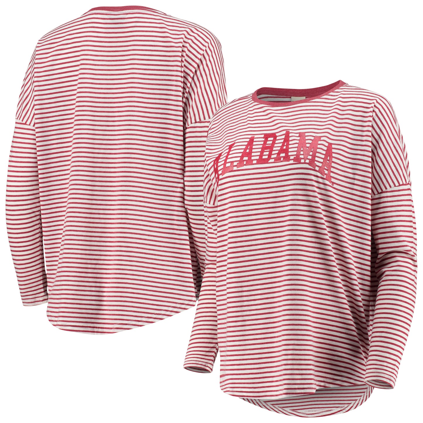 Women's Crimson/White Alabama Crimson Tide Melange Striped Boxy Long Sleeve T-Shirt