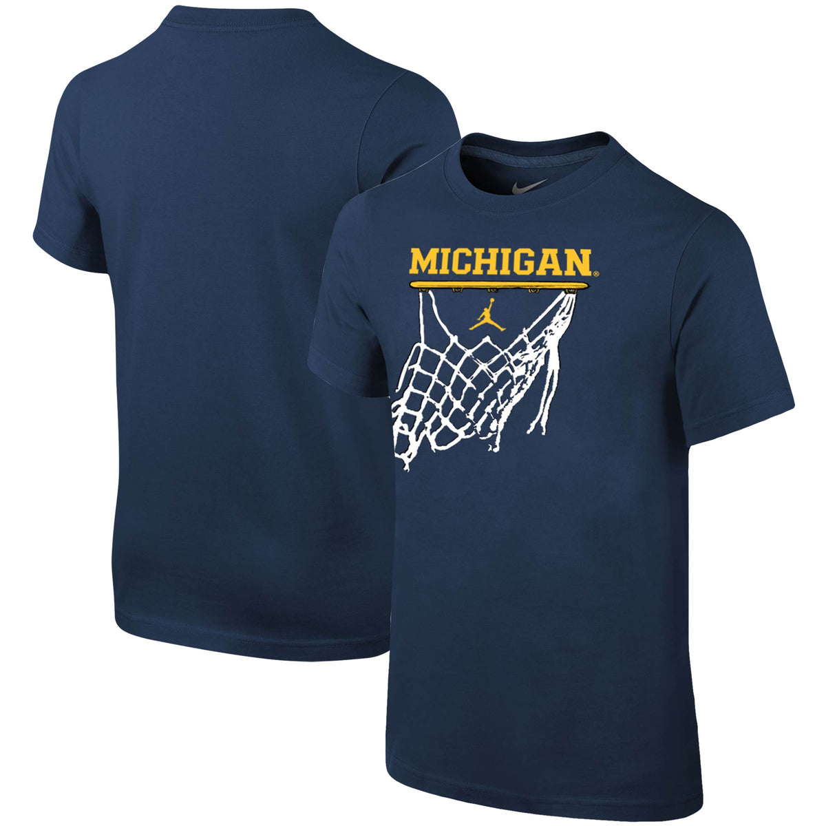 Youth Jordan Brand Navy Michigan Wolverines Basketball Net T-Shirt
