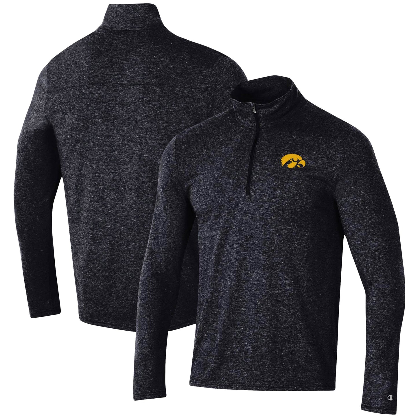 Men's Champion Heathered Black Iowa Hawkeyes Field Day Team Quarter-Zip Jacket