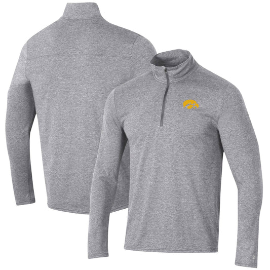 Men's Champion Heathered Gray Iowa Hawkeyes Field Day Team Quarter-Zip Jacket