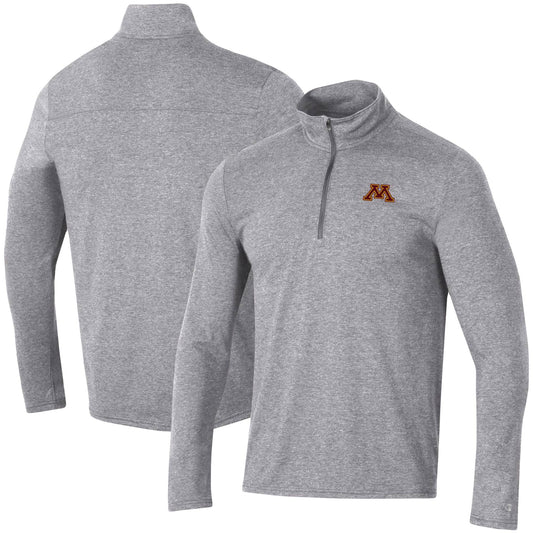 Men's Champion Heathered Gray Minnesota Golden Gophers Field Day Team Quarter-Zip Jacket