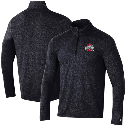 Men's Champion Heathered Black Ohio State Buckeyes Field Day Team Quarter-Zip Jacket