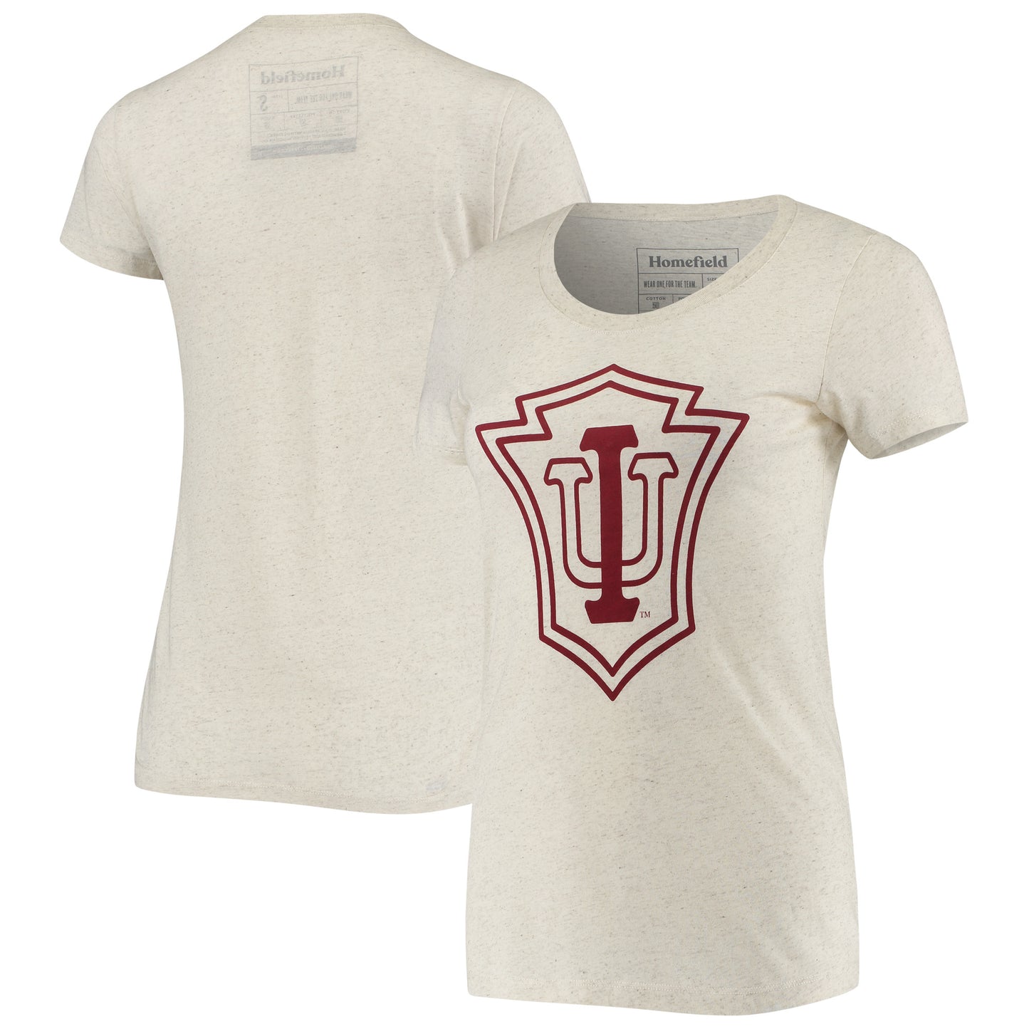 Women's Homefield Heathered Oatmeal Indiana Hoosiers Vintage 1910 IU Crest Tri-Blend T-Shirt