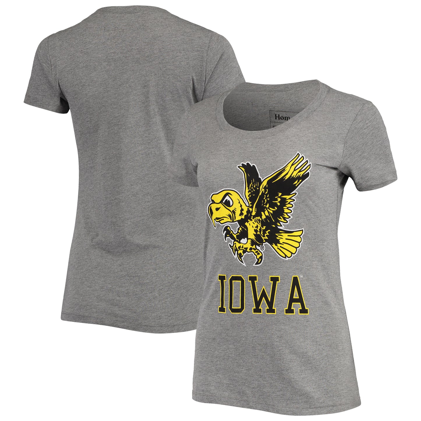 Women's Homefield Heathered Gray Iowa Hawkeyes Vintage Herky Tri-Blend T-Shirt