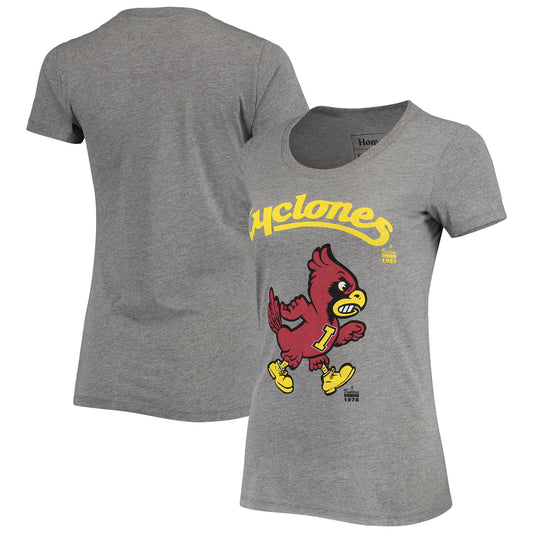 Women's Homefield Heathered Gray Iowa State Cyclones Vintage Marching Tri-Blend T-Shirt