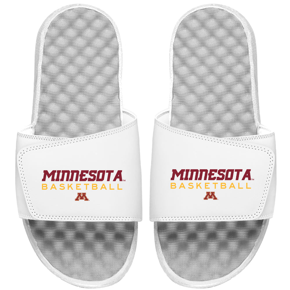 Men's ISlide White Minnesota Golden Gophers Basketball Wordmark Slide Sandals