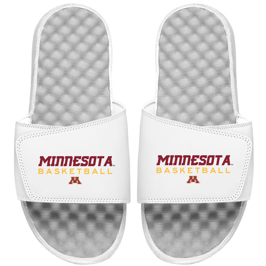 Men's ISlide White Minnesota Golden Gophers Basketball Wordmark Slide Sandals