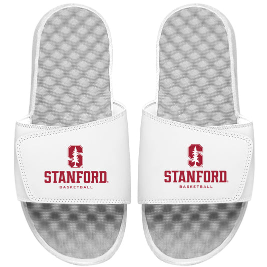 Men's ISlide White Stanford Cardinal Basketball Wordmark Slide Sandals