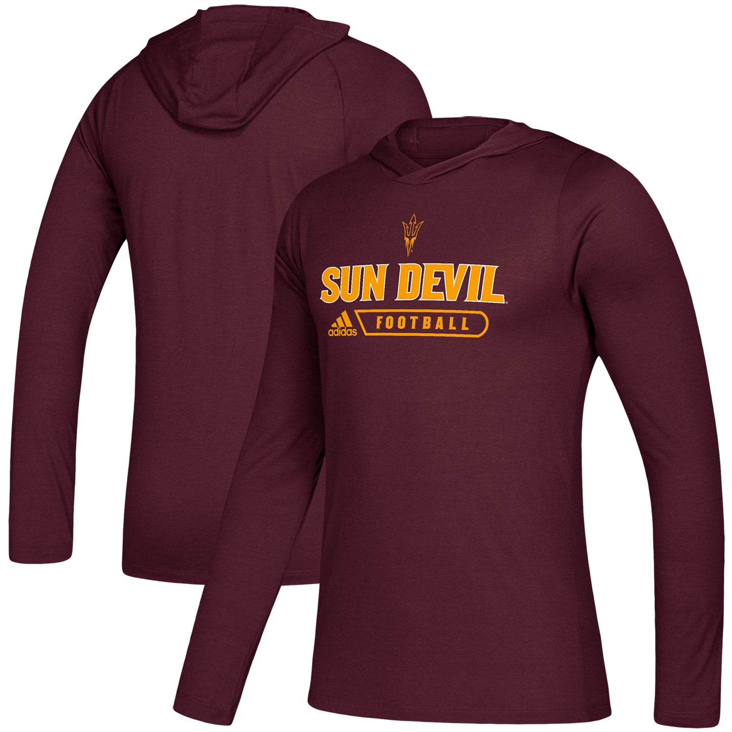 Men's adidas Maroon Arizona State Sun Devils Sideline Authentic AEROREADY Hoodie Long Sleeve T-Shirt