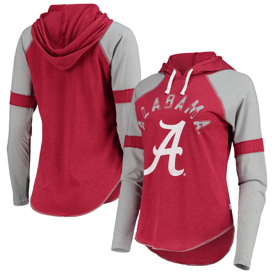 Women's Touch Crimson/Gray Alabama Crimson Tide Yard Line Raglan Hoodie Long Sleeve T-Shirt