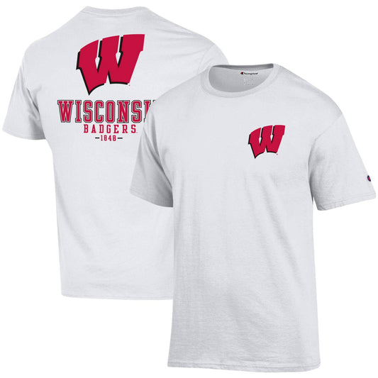 Men's Champion White Wisconsin Badgers Stack 2-Hit T-Shirt