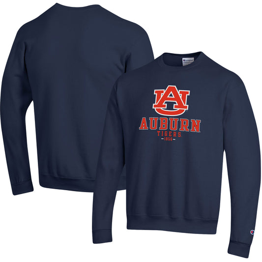 Men's Champion Navy Auburn Tigers Team Stack Powerblend Pullover Sweatshirt