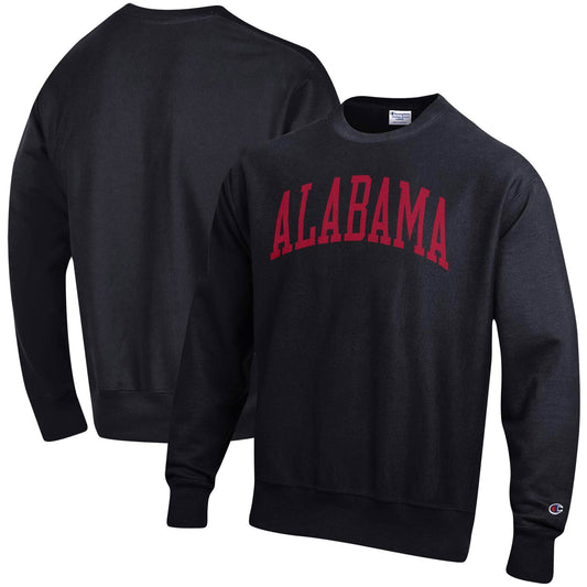 Men's Champion Black Alabama Crimson Tide Arch Reverse Weave Pullover Sweatshirt