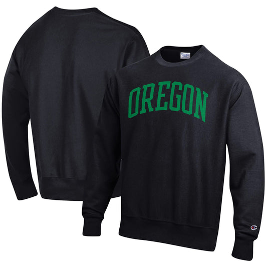 Men's Champion Black Oregon Ducks Arch Reverse Weave Pullover Sweatshirt