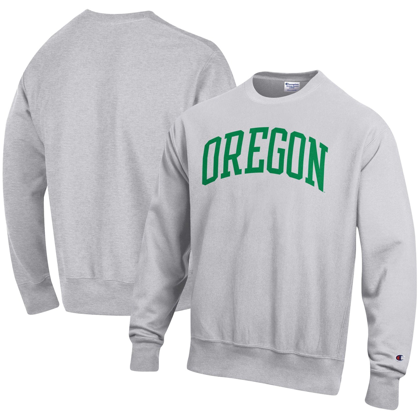 Men's Champion Heathered Gray Oregon Ducks Arch Reverse Weave Pullover Sweatshirt