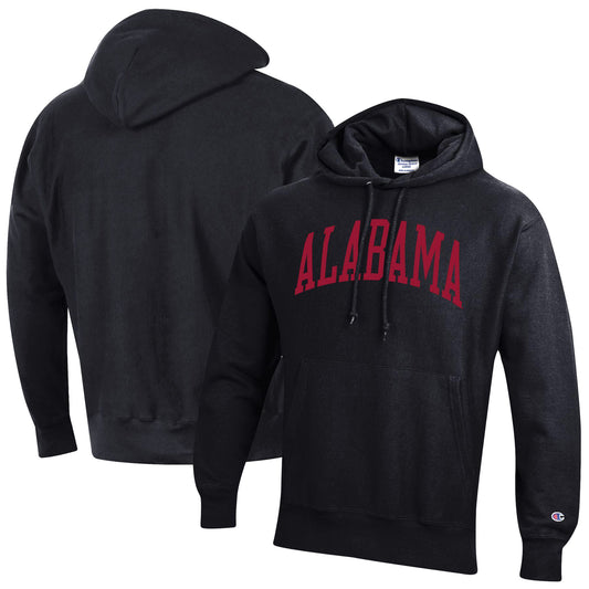 Men's Champion Black Alabama Crimson Tide Team Arch Reverse Weave Pullover Hoodie