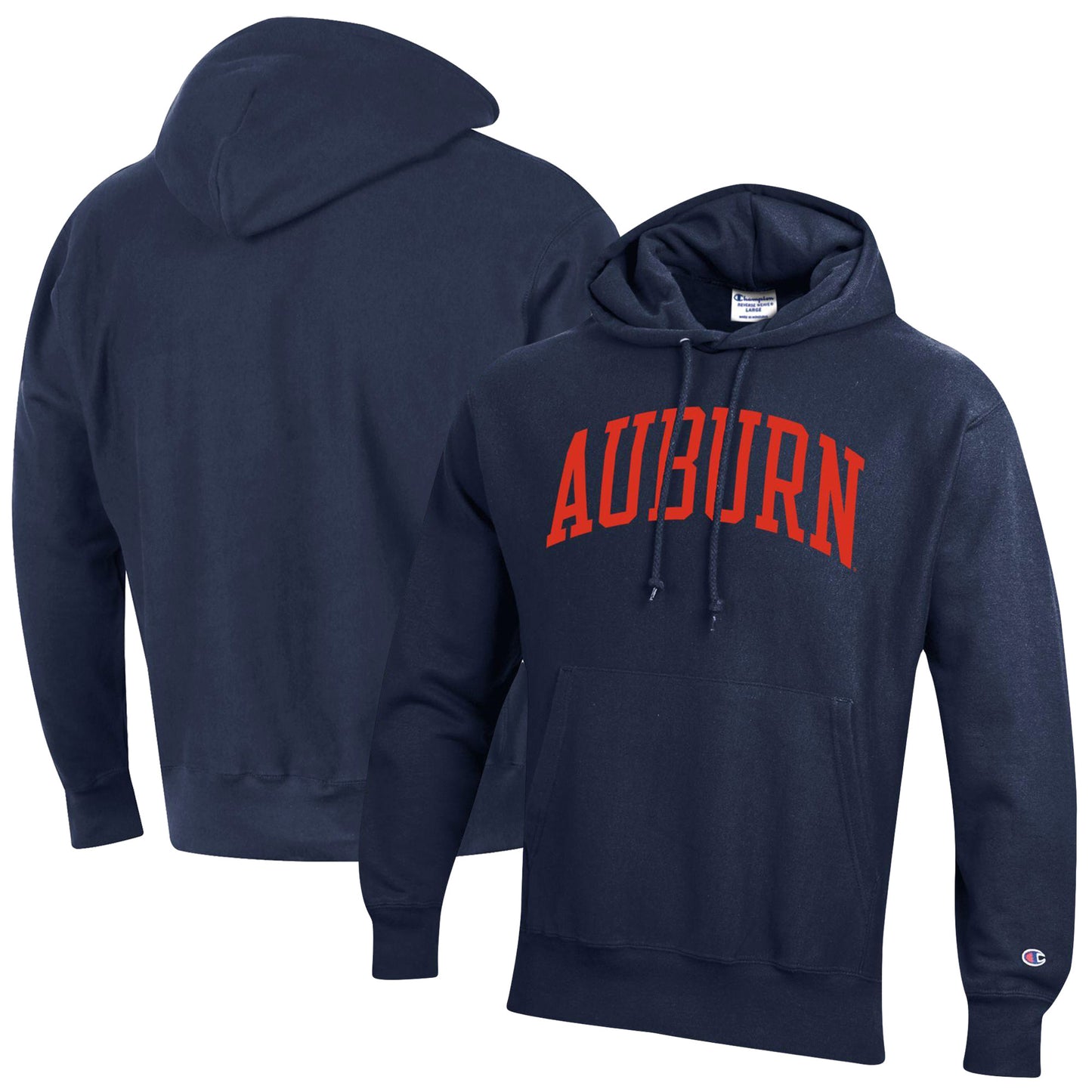 Men's Champion Navy Auburn Tigers Team Arch Reverse Weave Pullover Hoodie