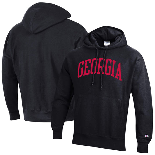 Men's Champion Black Georgia Bulldogs Team Arch Reverse Weave Pullover Hoodie