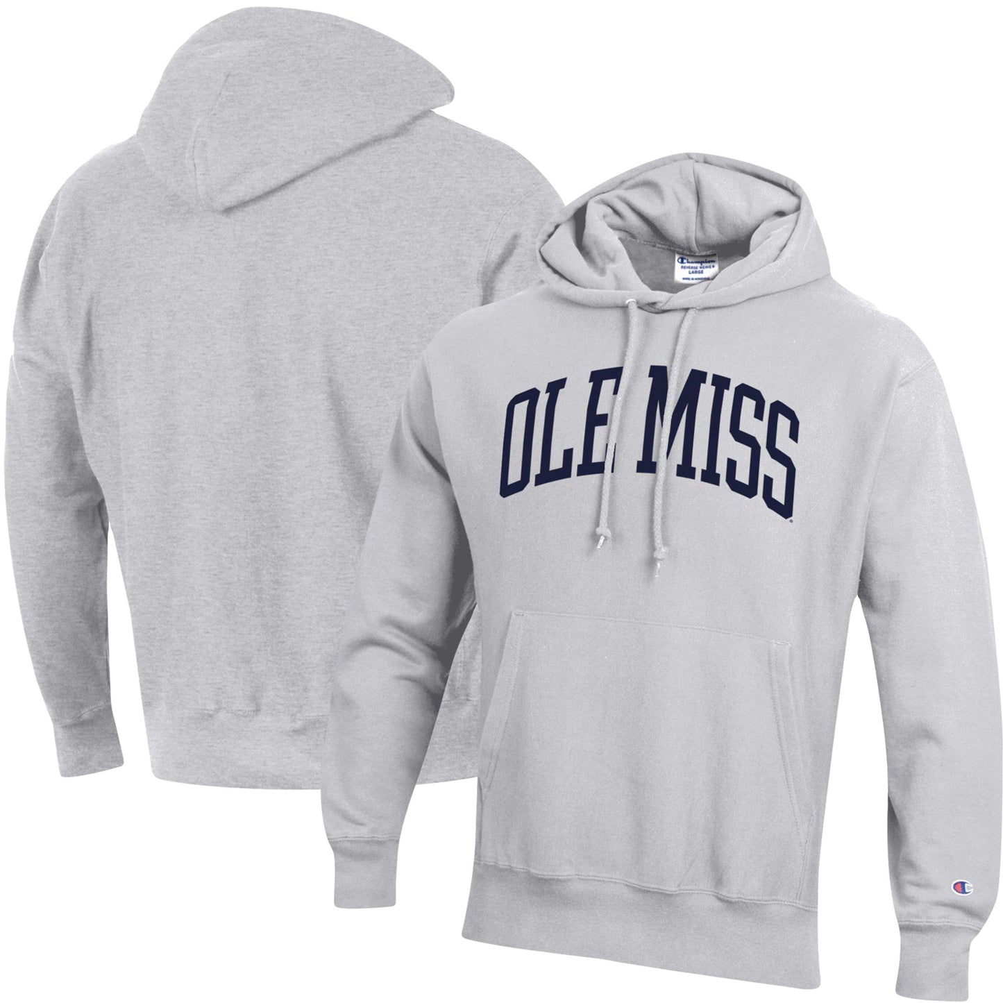 Men's Champion Heathered Gray Ole Miss Rebels Team Arch Reverse Weave Pullover Hoodie